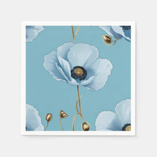 Servilleta De Papel Adormidera Azul Elegante En Azul Suave