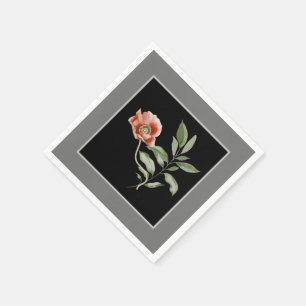 Servilleta De Papel Adormidera rosa elegante en negro