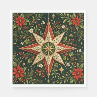 Servilleta De Papel Adorno de estrella de Navidad vintage Poinsettia H