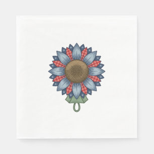 Servilleta De Papel Adorno de girasol de mezclilla patriótico vintage