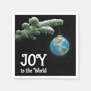 Servilleta De Papel Adorno de globo del mundo de Navidad con estrellas
