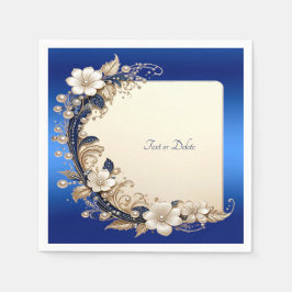 Servilleta De Papel Adorno Floral Blanco Azul