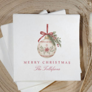 Servilleta De Papel Adorno navideño de poinsettia vintage burgundy