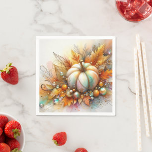 Servilleta De Papel Adornos de calabaza de otoño para mesa