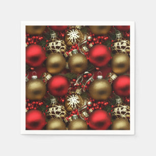 Servilleta De Papel Adornos de Navidad de color marrón chocolate y roj