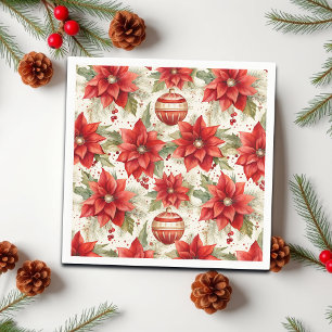 Servilleta De Papel Adornos de Navidad de Flor de Poinsettia de Oro El