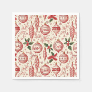 Servilleta De Papel Adornos de Navidad de Toile Rojo Chinoiserie