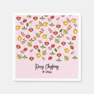Servilleta De Papel Adornos de Navidad Vegetación festiva Rosa    