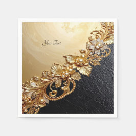 Servilleta De Papel Adornos Florales Dorados
