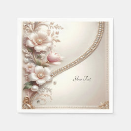 Servilleta De Papel Adornos florales y perlas