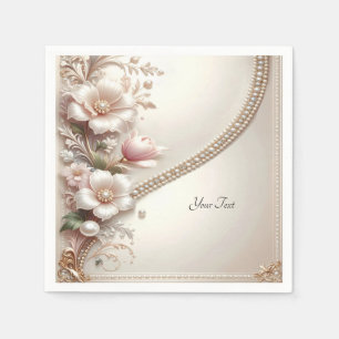 Servilleta De Papel Adornos florales y perlas