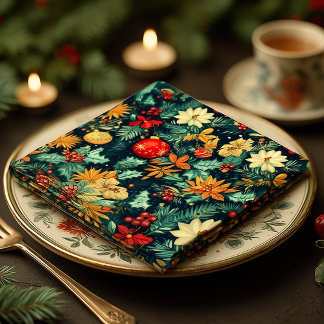 Servilleta De Papel Adornos y Follaje de Navidad Elegantes para Cena