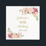 Servilleta De Papel Adult Birthday Napkins, Floral Burgundy Napkins<br><div class="desc">Floral Burgundy and Pink napkins for woman adult birthday
80th Birthday</div>
