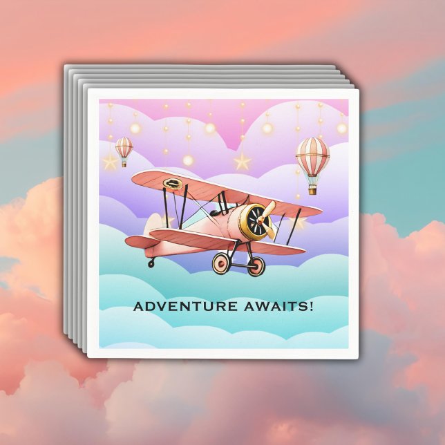 Servilleta De Papel Adventure Awaits Aviation Baby Shower (Subido por el creador)