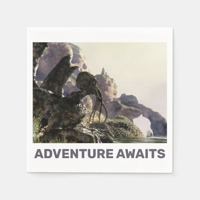 Servilleta De Papel Adventure Awaits. Fantasy landscape (Anverso)