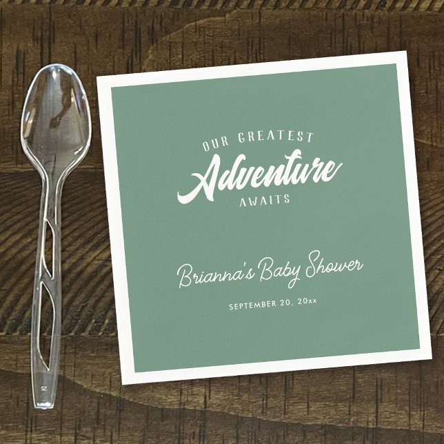 Servilleta De Papel Adventure Awaits Forest Green Baby Shower (Subido por el creador)