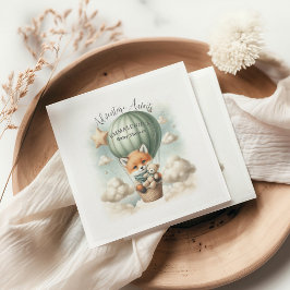 Servilleta De Papel Adventure Awaits Hot Air Balloon Fox Baby Shower