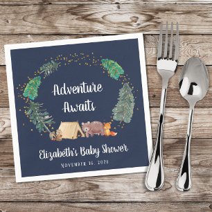 Servilleta De Papel Adventure Awaits Woodland Animals Baby Shower