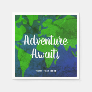 Servilleta De Papel Adventure Awaits world map planet earth boda