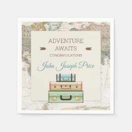 Servilleta De Papel Adventure Awaits World Travel Map Modern