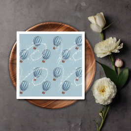 Servilleta De Papel Adventure Awath Blue Hot Air Balloon Baby Shower