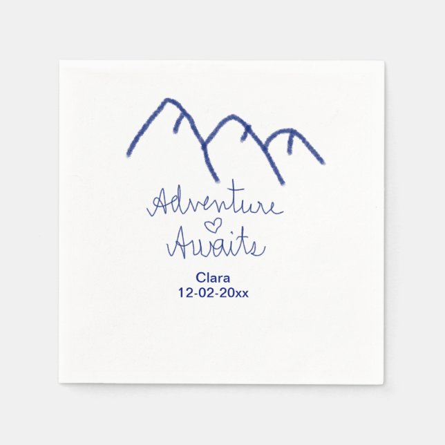 Servilleta De Papel Adventure awath blue mountain heart add name (Anverso)
