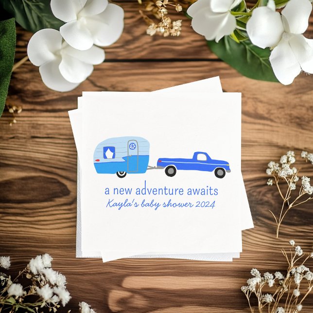 Servilleta De Papel Adventure Awath Cute Truck & Trailer BABY SHOWER (Adventure Awaits Cute Truck & Trailer BABY SHOWER Napkins
)