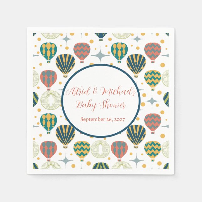 Servilleta De Papel Adventure Awath Hot Air Balloon Baby Shower (Anverso)