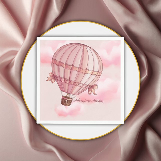 Servilleta De Papel Adventure Awath Pink Hot Air Balloon Baby Shower (Subido por el creador)