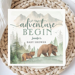 Servilleta De Papel Adventure Begin Baby Shower Bear Woodland Forest