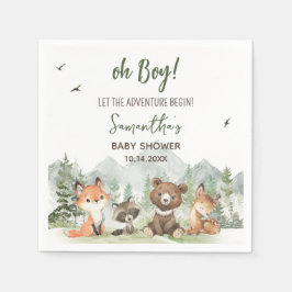 Servilleta De Papel Adventure Begin Woodland Animals Baby Shower