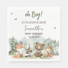 Servilleta De Papel Adventure Begin Woodland Animals Baby Shower