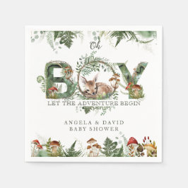 Servilleta De Papel Adventure Woodland Mushroom Fern Baby Boy Shower