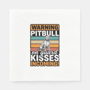 Servilleta De Papel Advertencia de Pitbull Besos Entrantes Diseño Vint