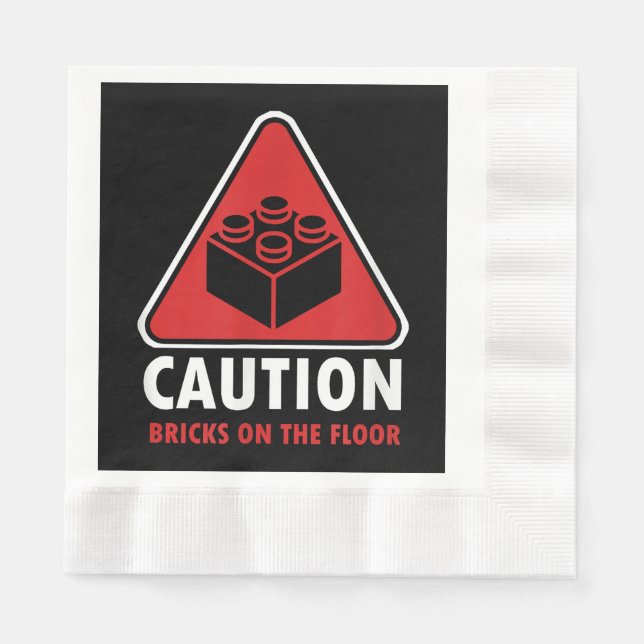 Servilleta De Papel Advertencia Divertida Precaución Bloques De Constr (Anverso)