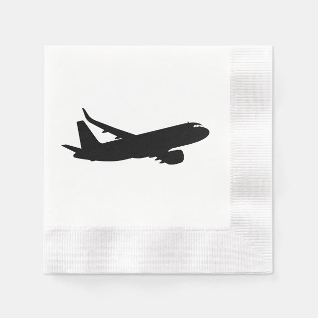 Servilleta De Papel Aeronave Jet Liner Black Silhouette a personalizar (Anverso)