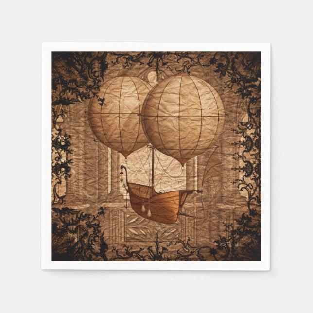 Servilleta De Papel Aeronave victoriana Grunge Steampunk (Anverso)