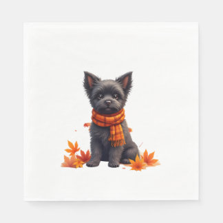 Servilleta De Papel Affenpinscher With Heart Made Of Autumn Leaves