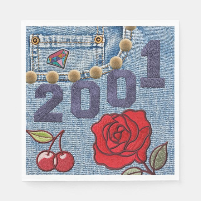 Servilleta De Papel Afiche de época 2001 Cumpleaños o Reunión (Anverso)