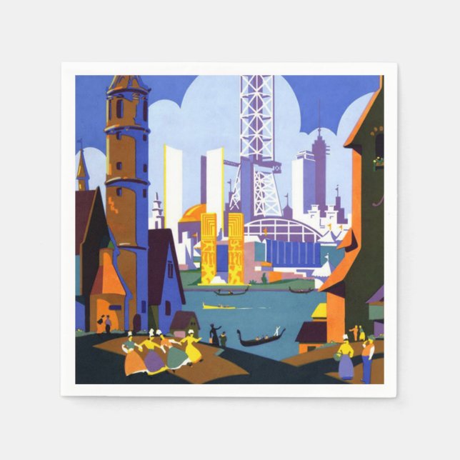 Servilleta De Papel Afiche de viaje de la Feria Mundial de Chicago de  (Anverso)