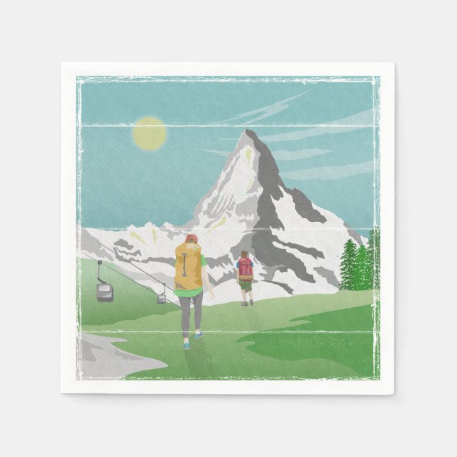 Servilleta De Papel afiche de viaje de matterhorn Suiza (Anverso)