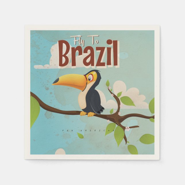 Servilleta De Papel Afiche de viaje turístico de Brasil (Anverso)