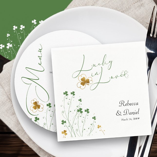 Servilleta De Papel Afortunado Boda de flor silvestre Shamrock (Wedding Napkin from my Shamrock Wildflower Collection)