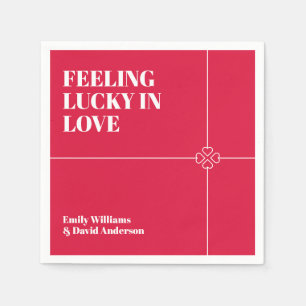 Servilleta De Papel Afortunado en el Boda Rojo Crimson