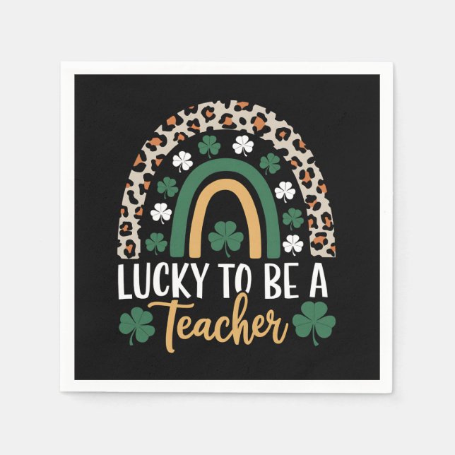 Servilleta De Papel Afortunado por ser profesor del Día del Arcoiris S (Anverso)