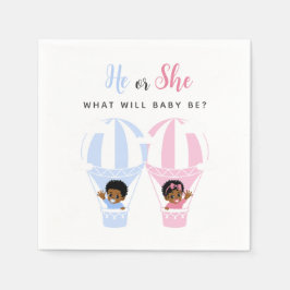 Servilleta De Papel African American Baby Air Balloon Gender Reveal