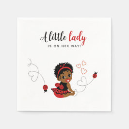 Servilleta De Papel African-American Red Black Ladybug Baby Shower