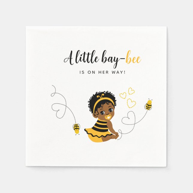 Servilleta De Papel African-American Yellow Black Bee Baby Shower  (Anverso)