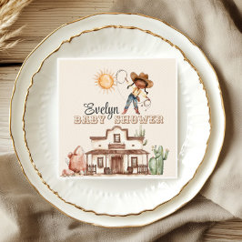 Servilleta De Papel Afro Cowgirl Chica occidental Ranch Cactus Baby Sh