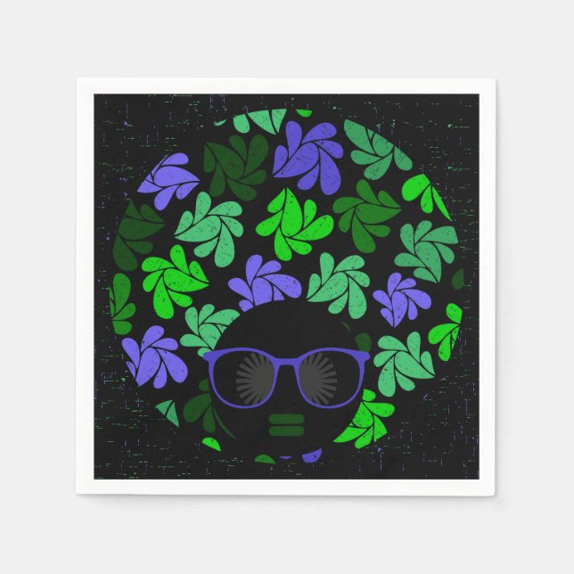 Servilleta De Papel Afro Diva Verde y Azul (Anverso)